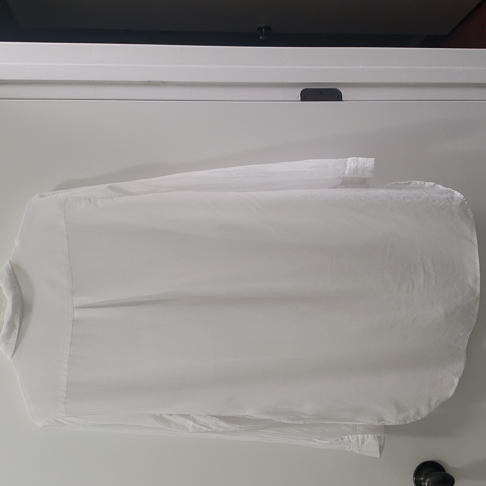 Sheer Lightweight Cotton Viscose Comfort Classic White Shirt Tunic - Picture 4 of 12